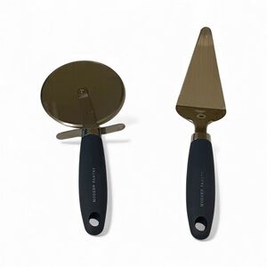 Modern Pantry Pizza‎ Cutter Pie Server Set Stainless Steel Navy Handle Kitchen